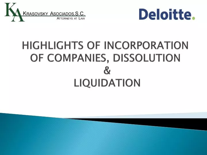 highlights of incorporation of companies dissolution liquidation
