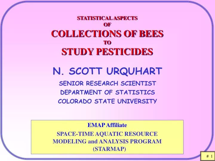 statistical aspects of collections of bees to study pesticides