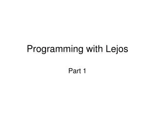 Programming with Lejos