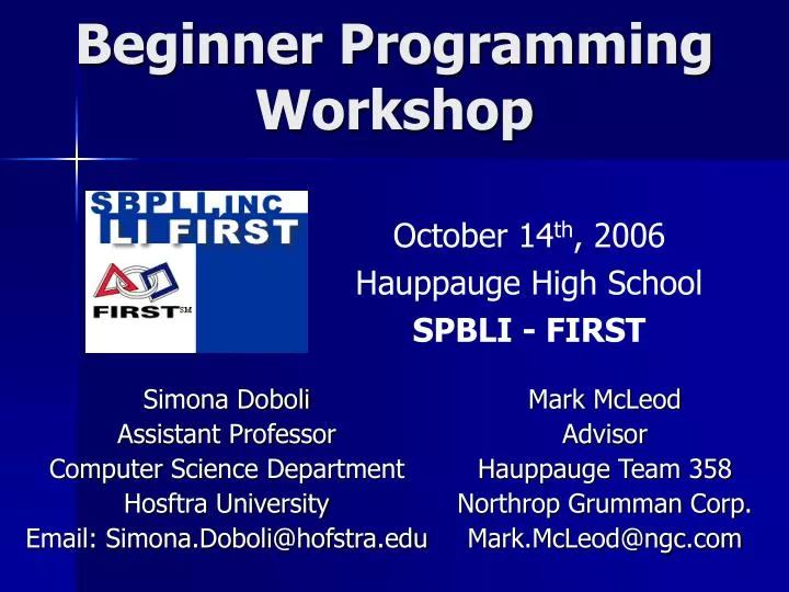 beginner programming workshop