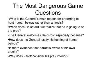 The Most Dangerous Game Questions