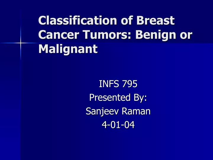 classification of breast cancer tumors benign or malignant