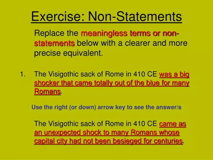 exercise non statements