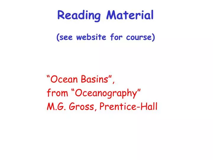 reading material see website for course