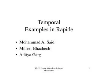 Temporal Examples in Rapide