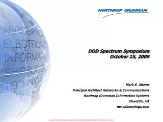 DOD Spectrum Symposium October 15, 2009