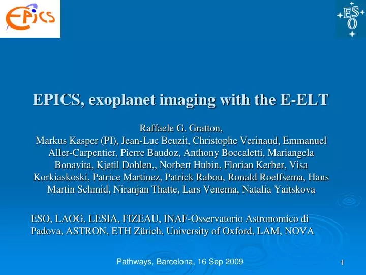 epics exoplanet imaging with the e elt