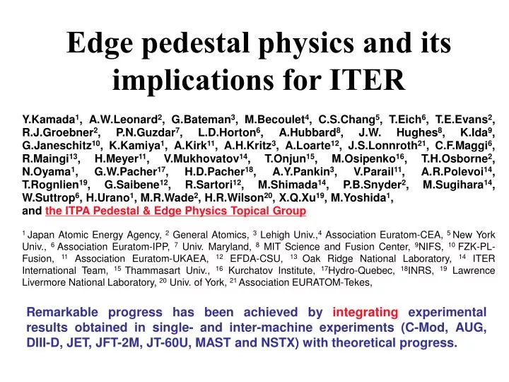 edge pedestal physics and its implications for iter