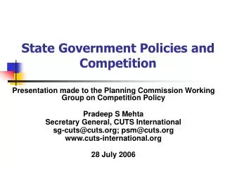 State Government Policies and Competition