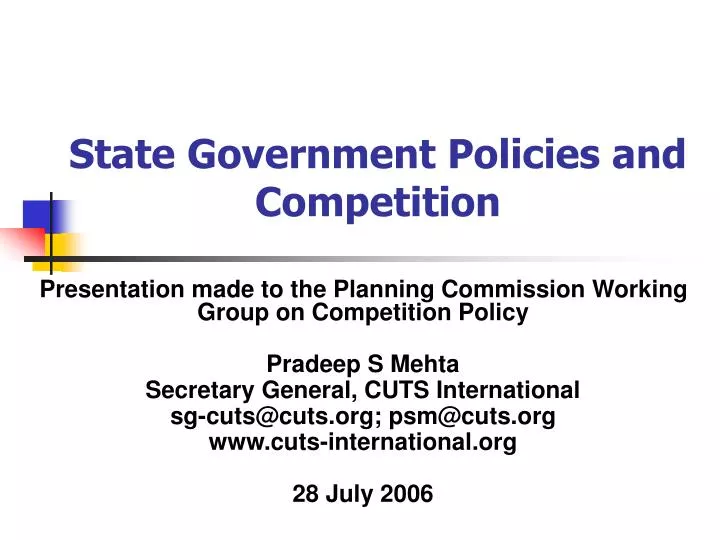 state government policies and competition