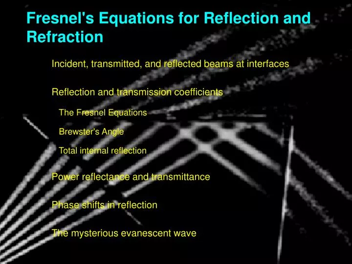 fresnel s equations for reflection and refraction