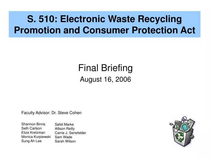 s 510 electronic waste recycling promotion and consumer protection act