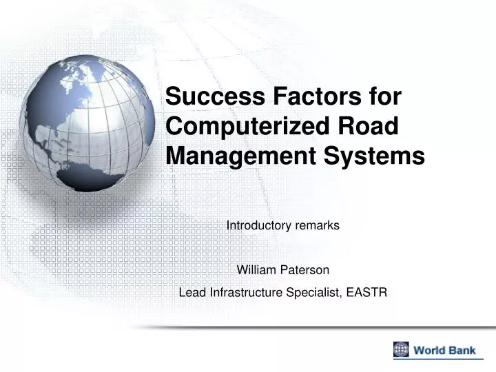 success factors for computerized road management systems