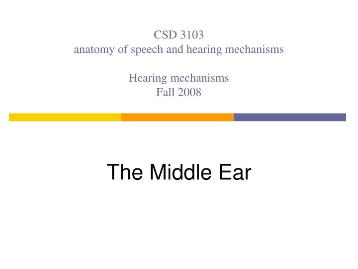 csd 3103 anatomy of speech and hearing mechanisms hearing mechanisms fall 2008