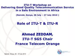 Role of ITU-T &amp; ITU-R