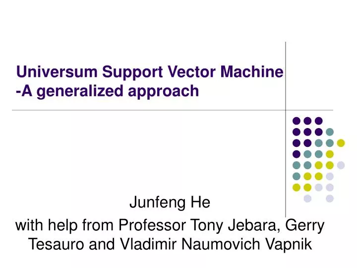 universum support vector machine a generalized approach