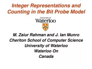 Integer Representations and Counting in the Bit Probe Model