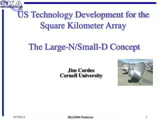 US Technology Development for the Square Kilometer Array The Large-N/Small-D Concept