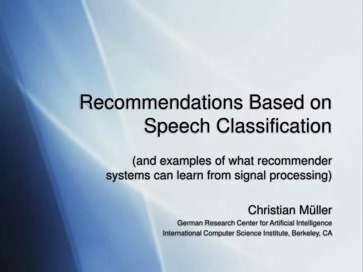 recommendations based on speech classification