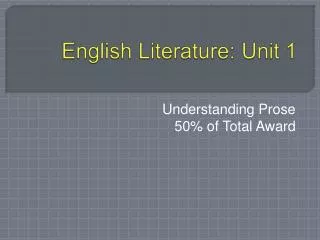 English Literature: Unit 1