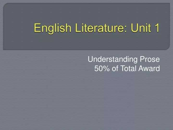 english literature unit 1