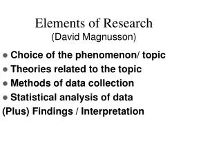Elements of Research (David Magnusson)