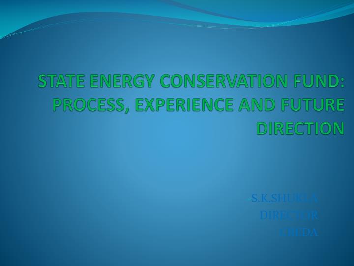 state energy conservation fund process experience and future direction