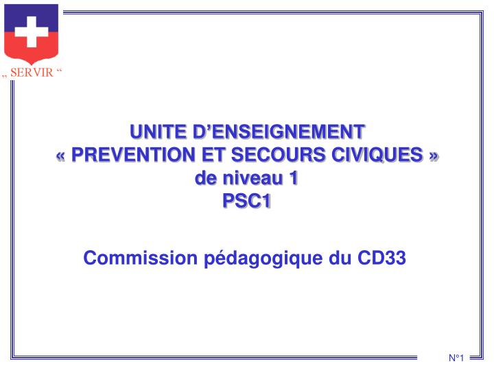 unite d enseignement prevention et secours civiques de niveau 1 psc1