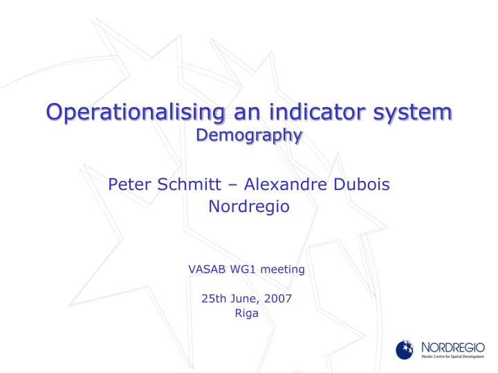 operationalising an indicator system demography