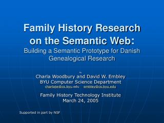 Family History Research on the Semantic Web : Building a Semantic Prototype for Danish Genealogical Research