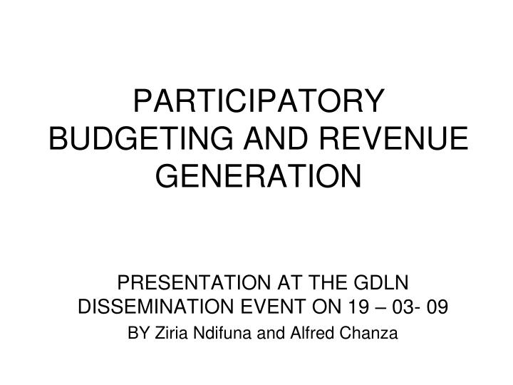 participatory budgeting and revenue generation