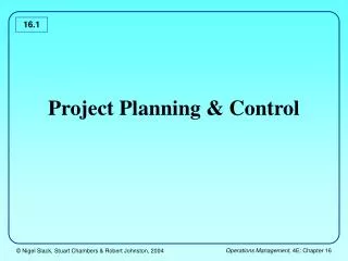 Project Planning &amp; Control