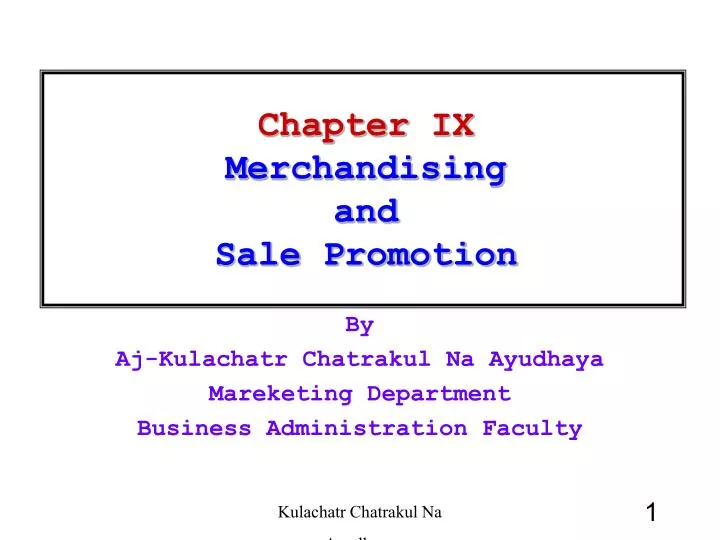 chapter ix merchandising and sale promotion