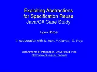 Exploiting Abstractions for Specification Reuse Java/C# Case Study