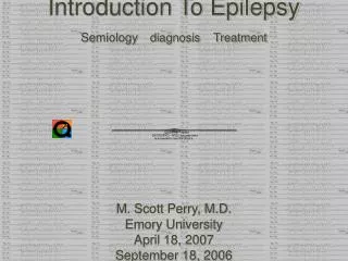 Introduction To Epilepsy Semiology diagnosis Treatment