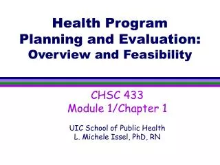 Health Program Planning and Evaluation: Overview and Feasibility
