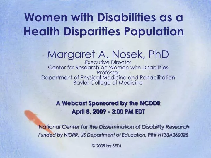 women with disabilities as a health disparities population