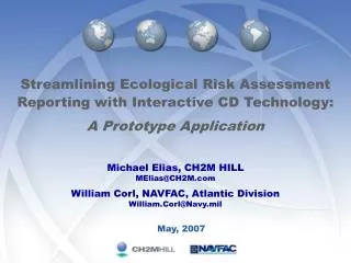 Streamlining Ecological Risk Assessment Reporting with Interactive CD Technology: A Prototype Application