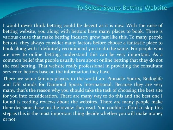 to select sports betting website