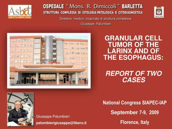 granular cell tumor of the larinx and of the esophagus report of two cases