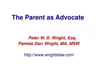 The Parent as Advocate