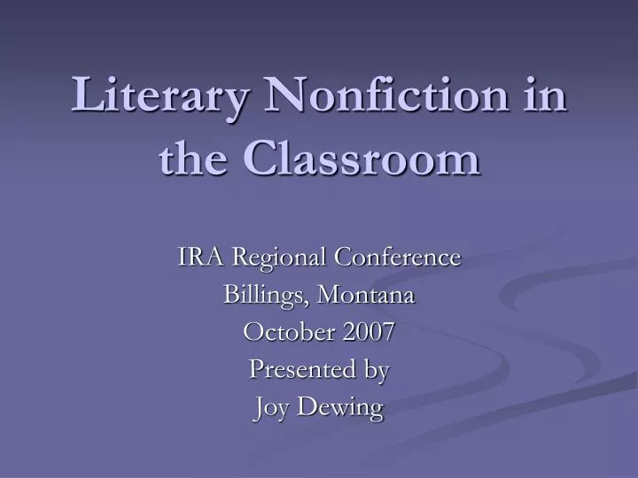 literary nonfiction in the classroom