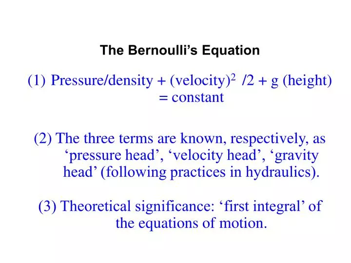 the bernoulli s equation