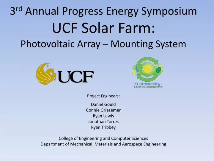 3 rd annual progress energy symposium ucf solar farm photovoltaic array mounting system