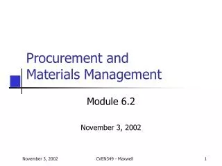 Procurement and Materials Management