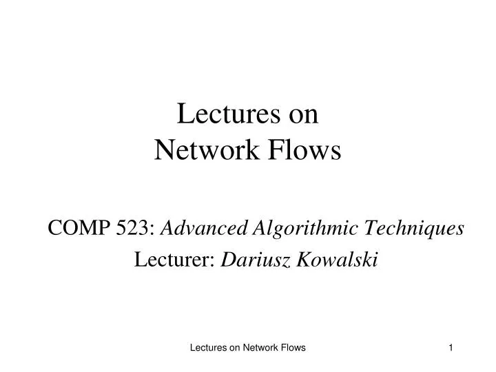 lectures on network flows