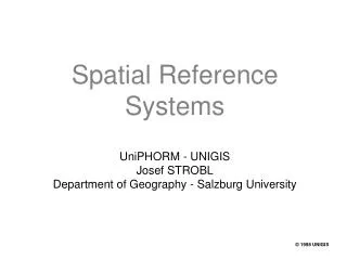 Spatial Reference Systems