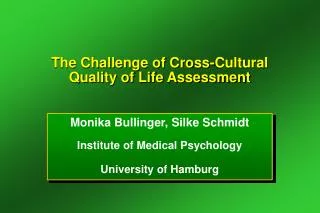 The Challenge of Cross-Cultural Quality of Life Assessment
