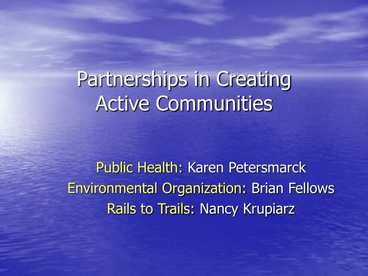 partnerships in creating active communities
