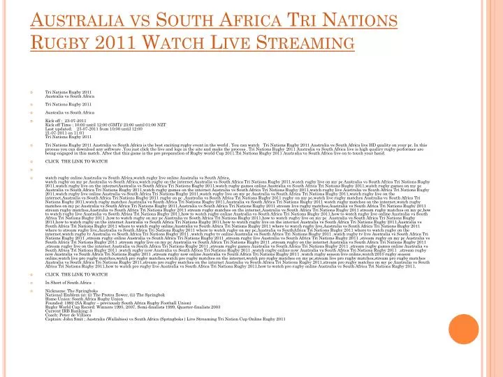 australia vs south africa tri nations rugby 2011 watch live streaming
